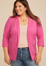 Plus Size Textured Versa 3/4 Sleeve Blazer, C6737, small