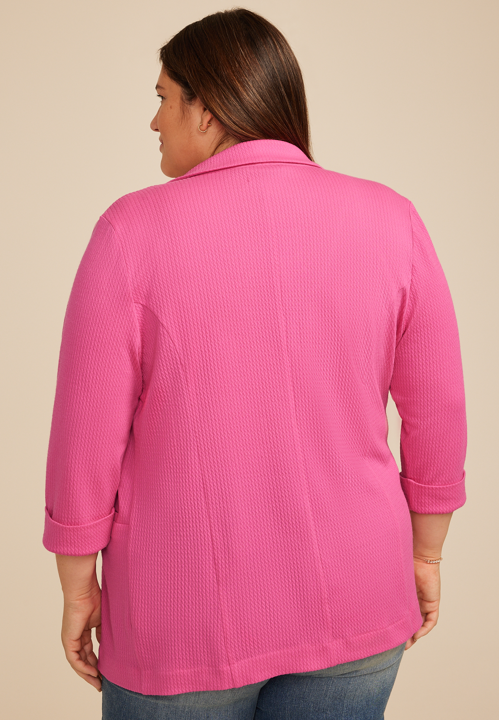 Plus Size Textured Versa 3/4 Sleeve Blazer, C6737, large