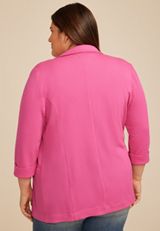 Plus Size Textured Versa 3/4 Sleeve Blazer, C6737, small