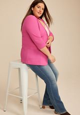 Plus Size Textured Versa 3/4 Sleeve Blazer, C6737, small