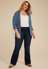 Plus Size Textured Versa 3/4 Sleeve Blazer, C7902, small