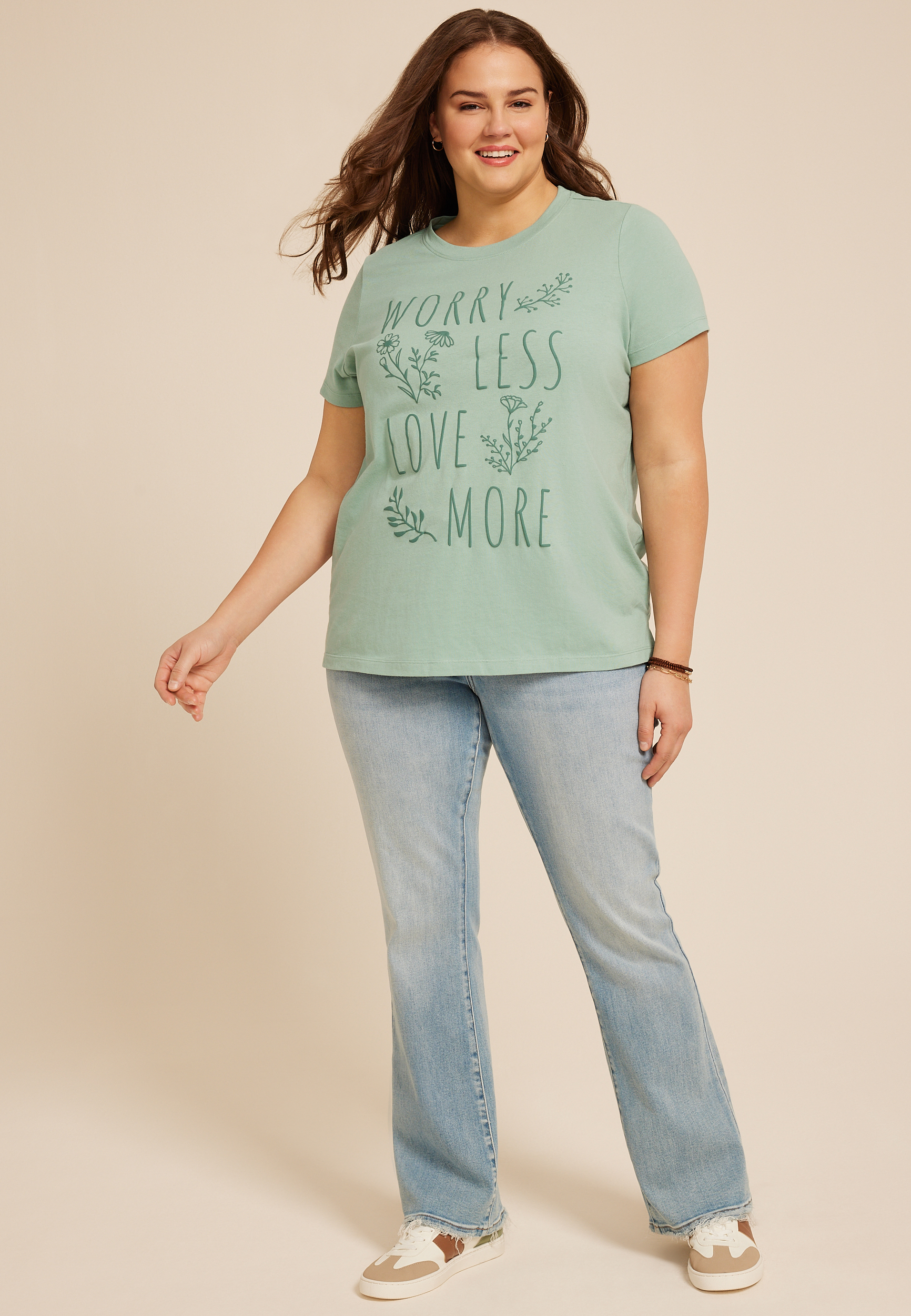 Plus Size Worry Less Love More Classic Fit Graphic Tee, C9402, large