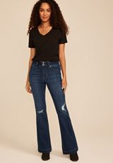 m jeans by maurices&trade; Dark High Rise Double Button Flare Jean, C258, small