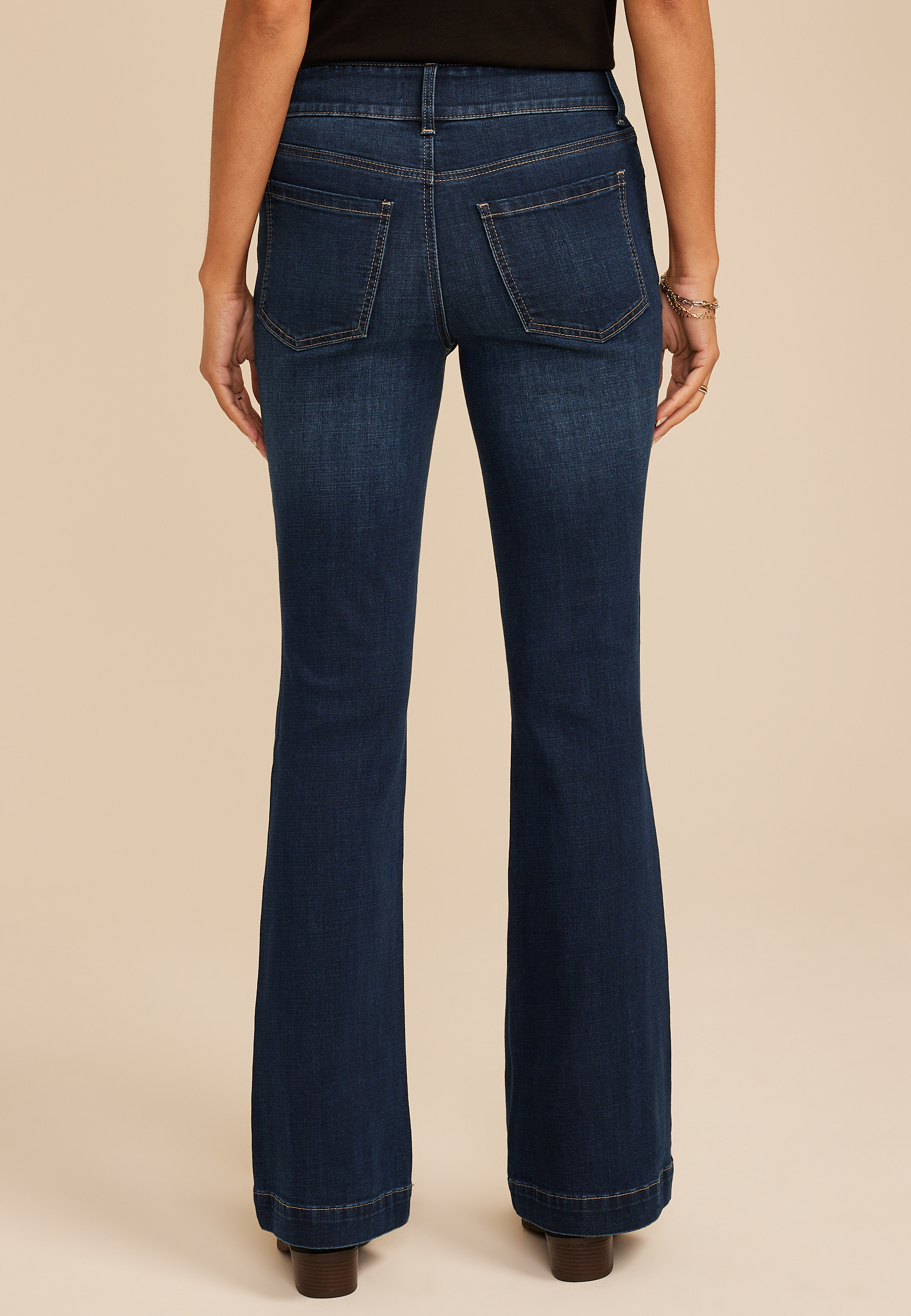 m jeans by maurices&trade; Dark High Rise Double Button Flare Jean, C258, large