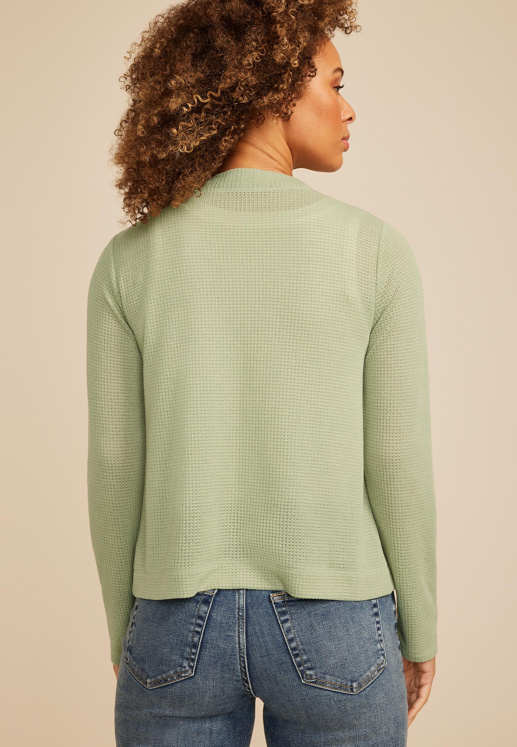 Textured Open Front Cardigan