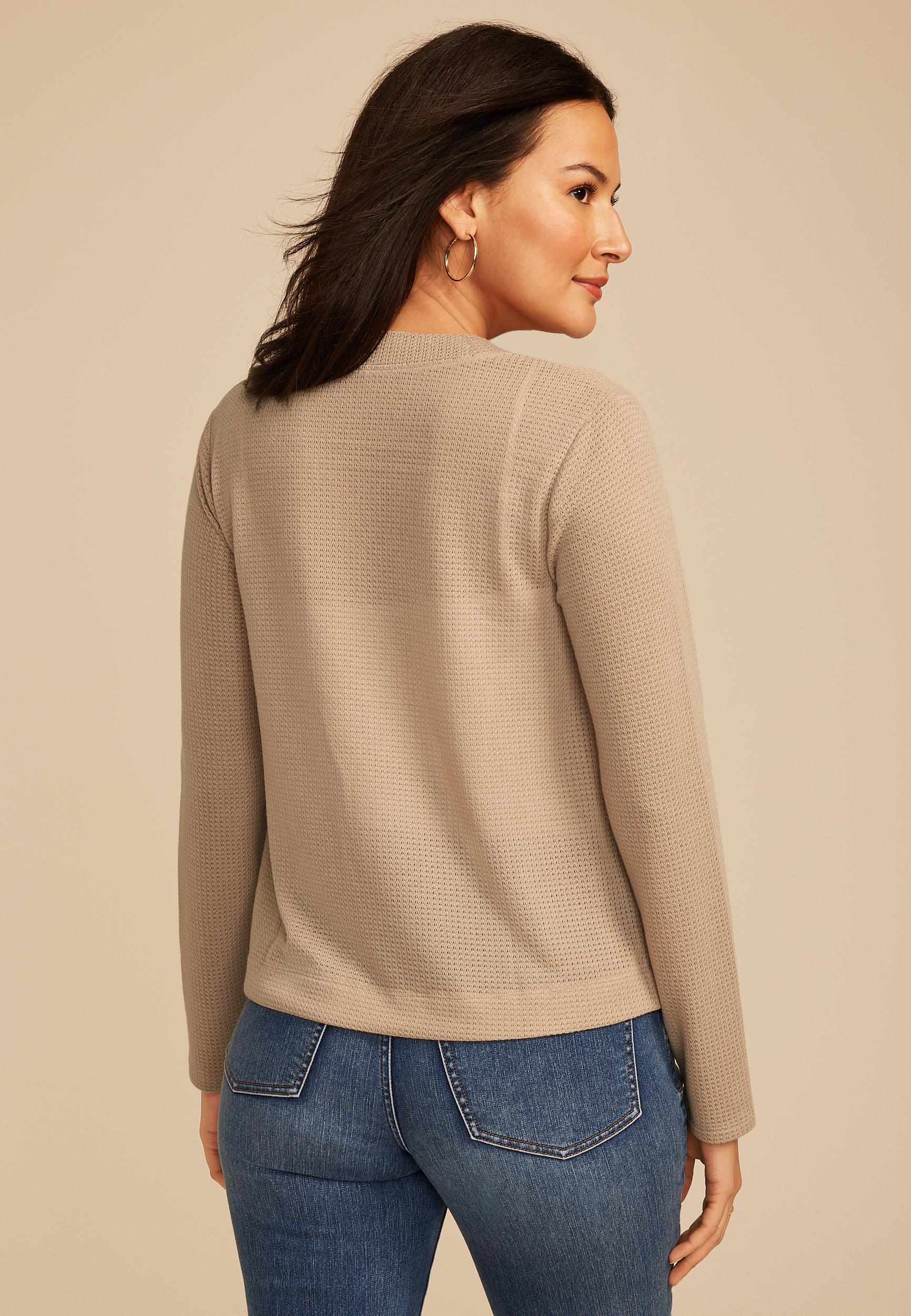 Textured Open Front Cardigan, C8714, large