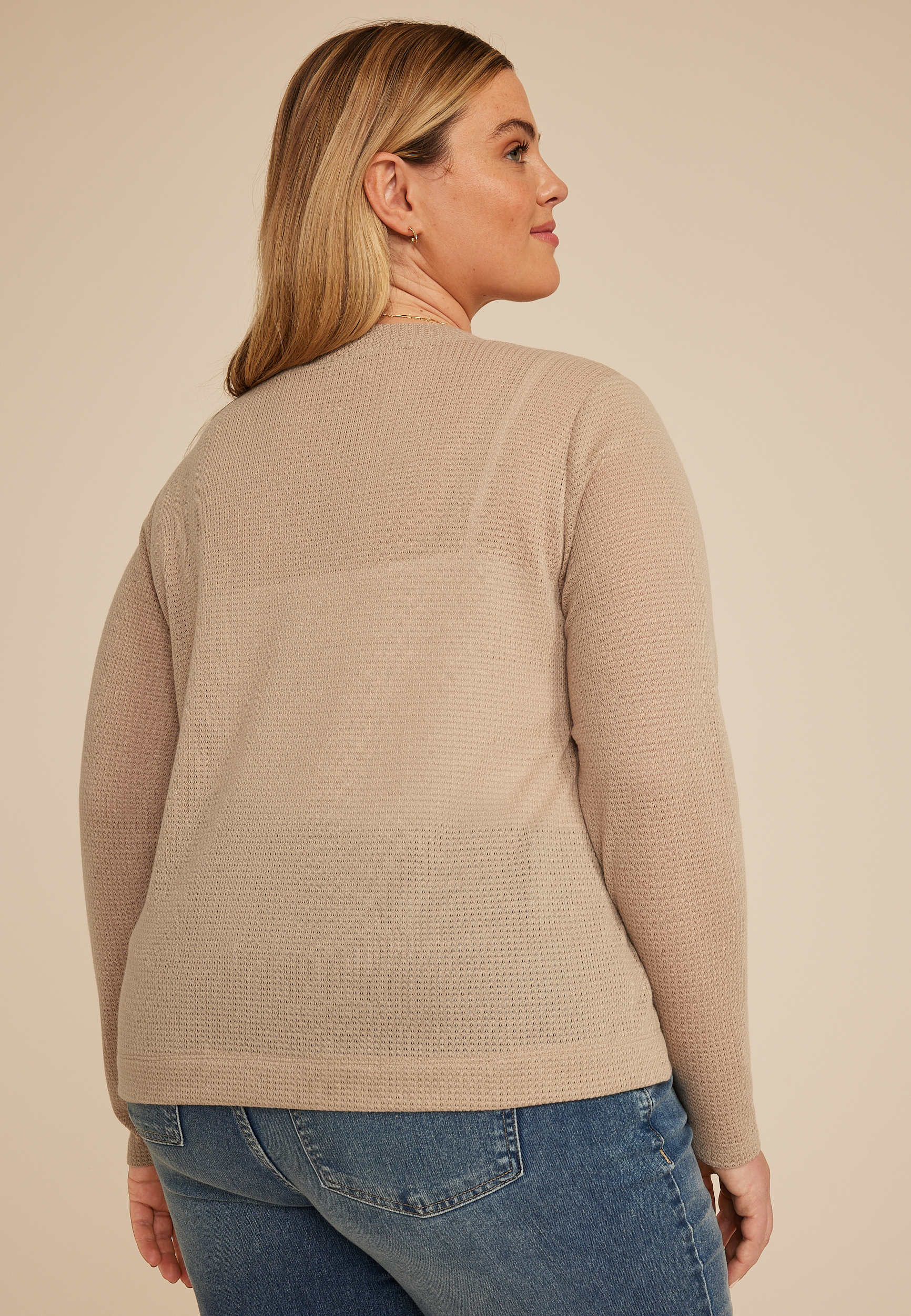 Plus Size Textured Open Front Cardigan - thumbnail 5