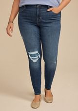 Plus Size m jeans by maurices&trade; Cool Comfort High Rise Plaid Backed Jegging, C3337, small