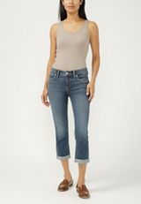 Silver Jeans Co.&reg; Elyse Mid Rise Luxe Stretch Rolled Hem Capri, C3337, small