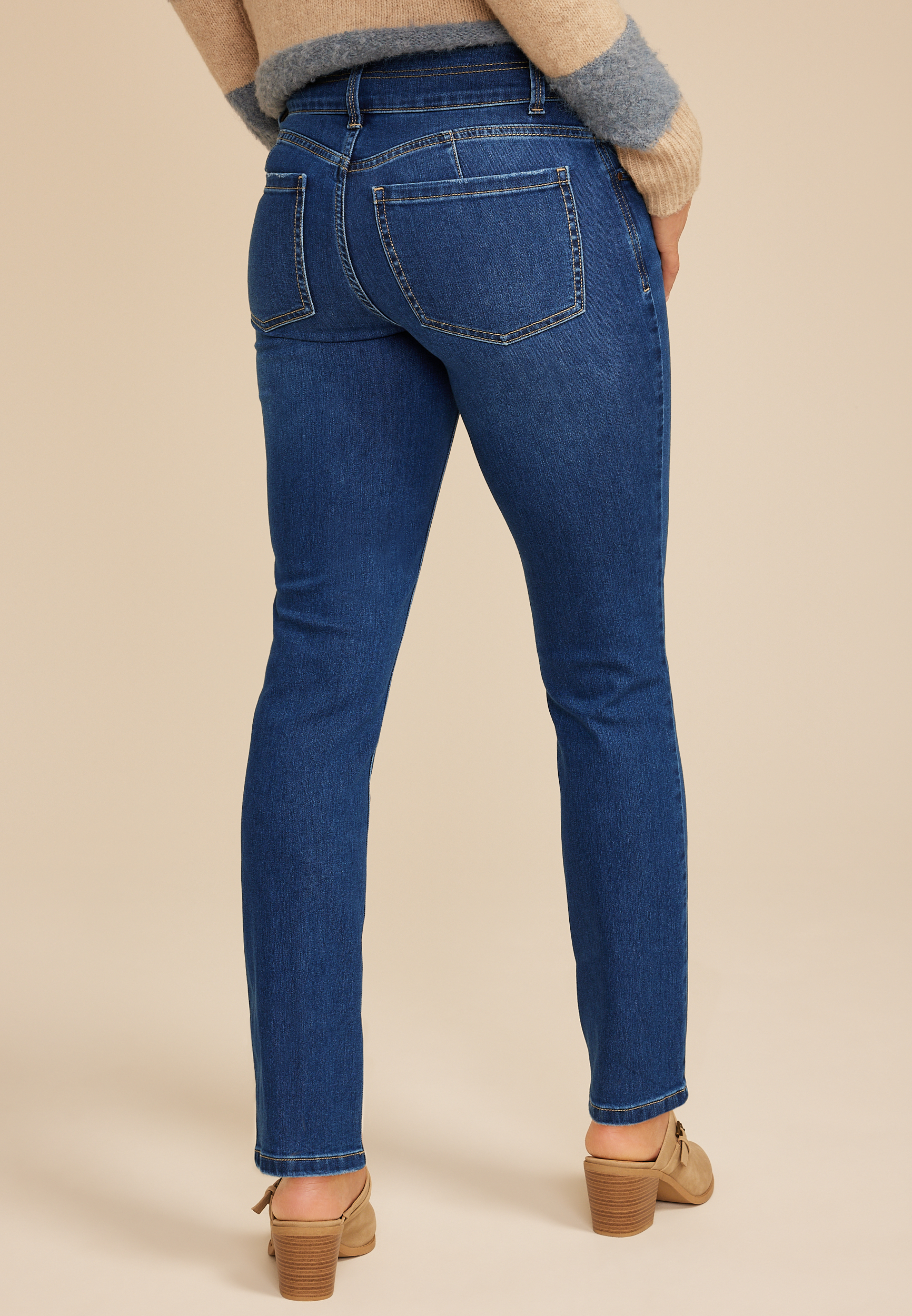 Everflex™ High Rise Stacked Waist Slim Straight Ankle Jean, C258, large