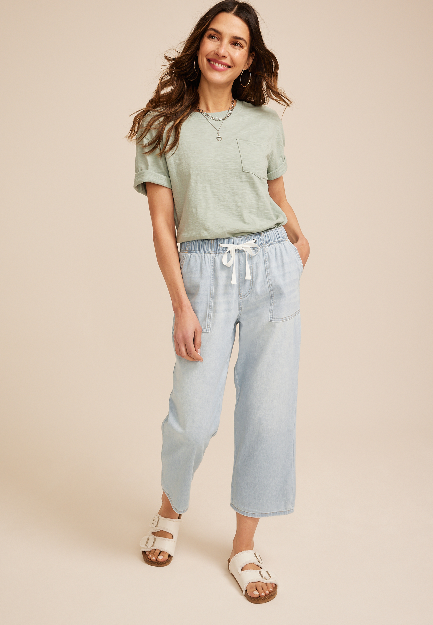 m jeans by maurices&trade; High Rise Light Soft Straight Cropped Jean