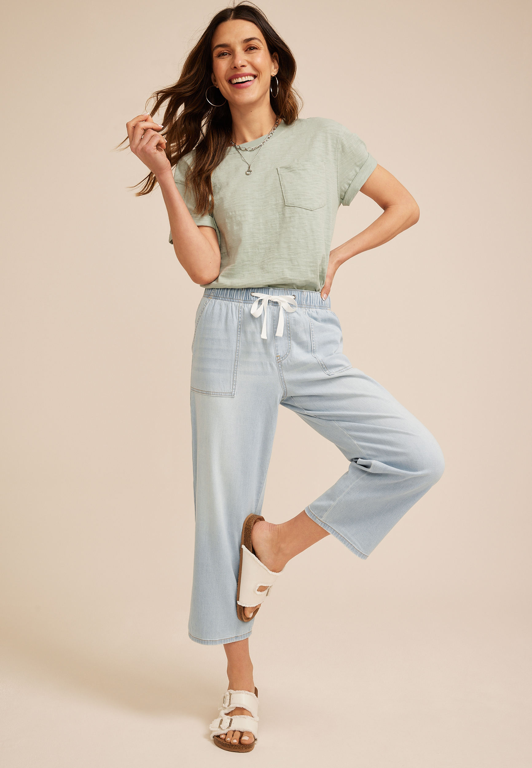 m jeans by maurices&trade; High Rise Light Soft Straight Cropped Jean, C2806, large