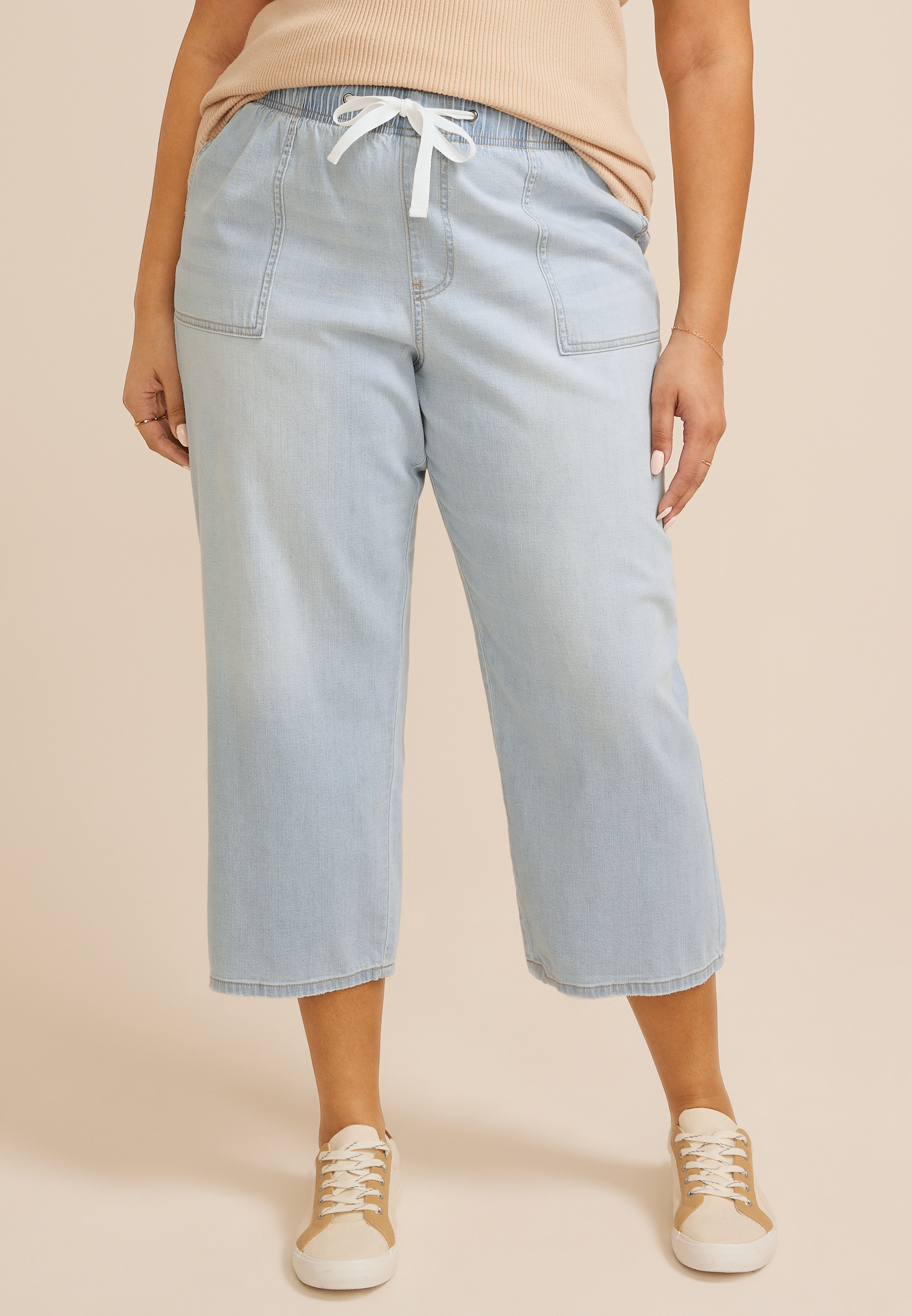 Plus Size m jeans by maurices&trade; High Rise Light Soft Straight Cropped Jean