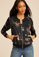 Studio Y Metallic Floral Bomber Jacket, C1756, small