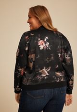 Plus Size Studio Y Metallic Floral Bomber Jacket, C1756, small