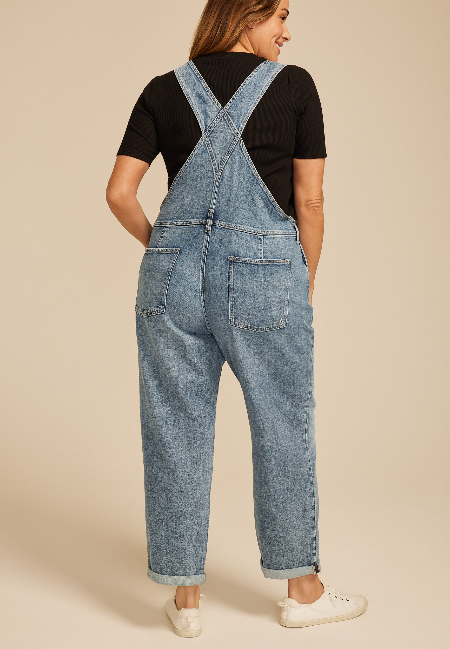 Plus Size Silver Jeans Co.&reg; Low Stretch Baggy Cuffed Hem Straight Overalls, C2806, large