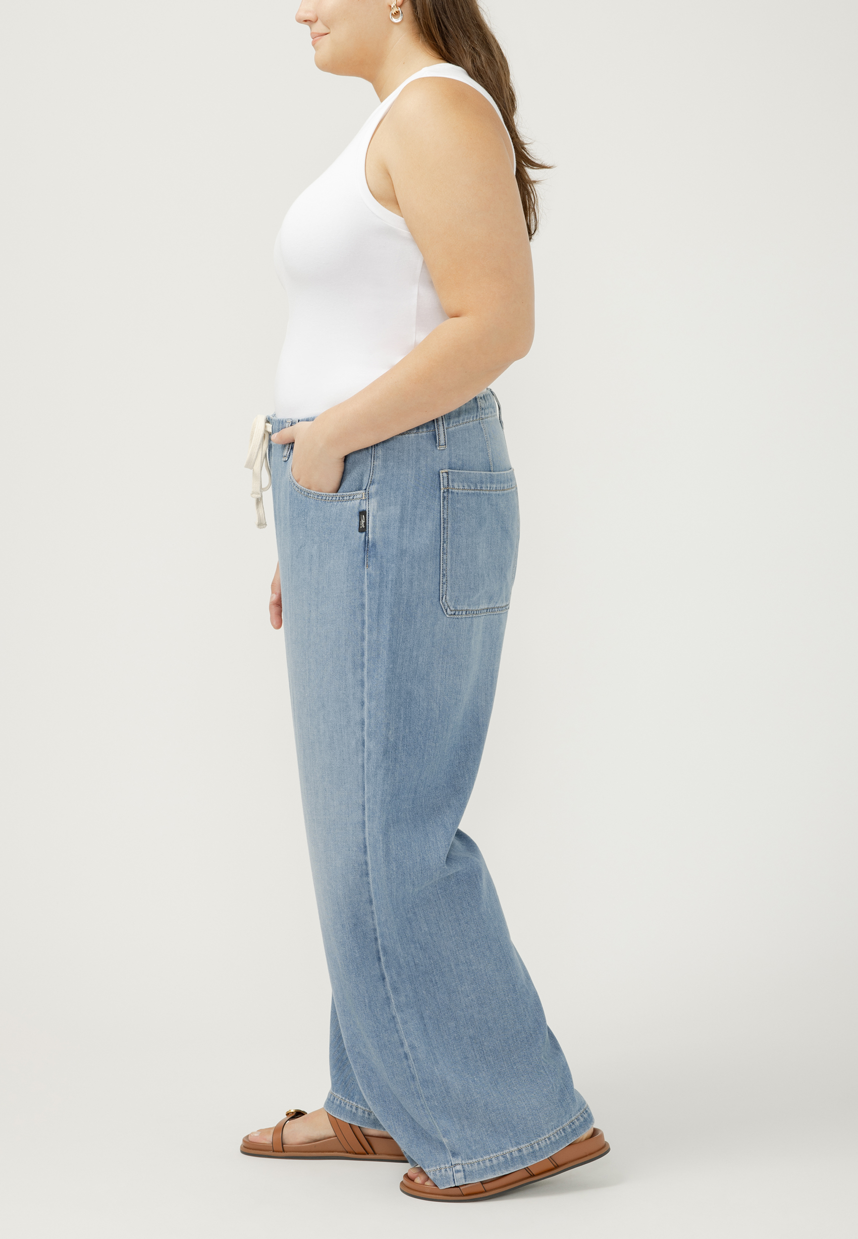 Plus Size Silver Jeans Co.&reg; Mid Rise Soft Wide Leg Beach Pant, C2806, large