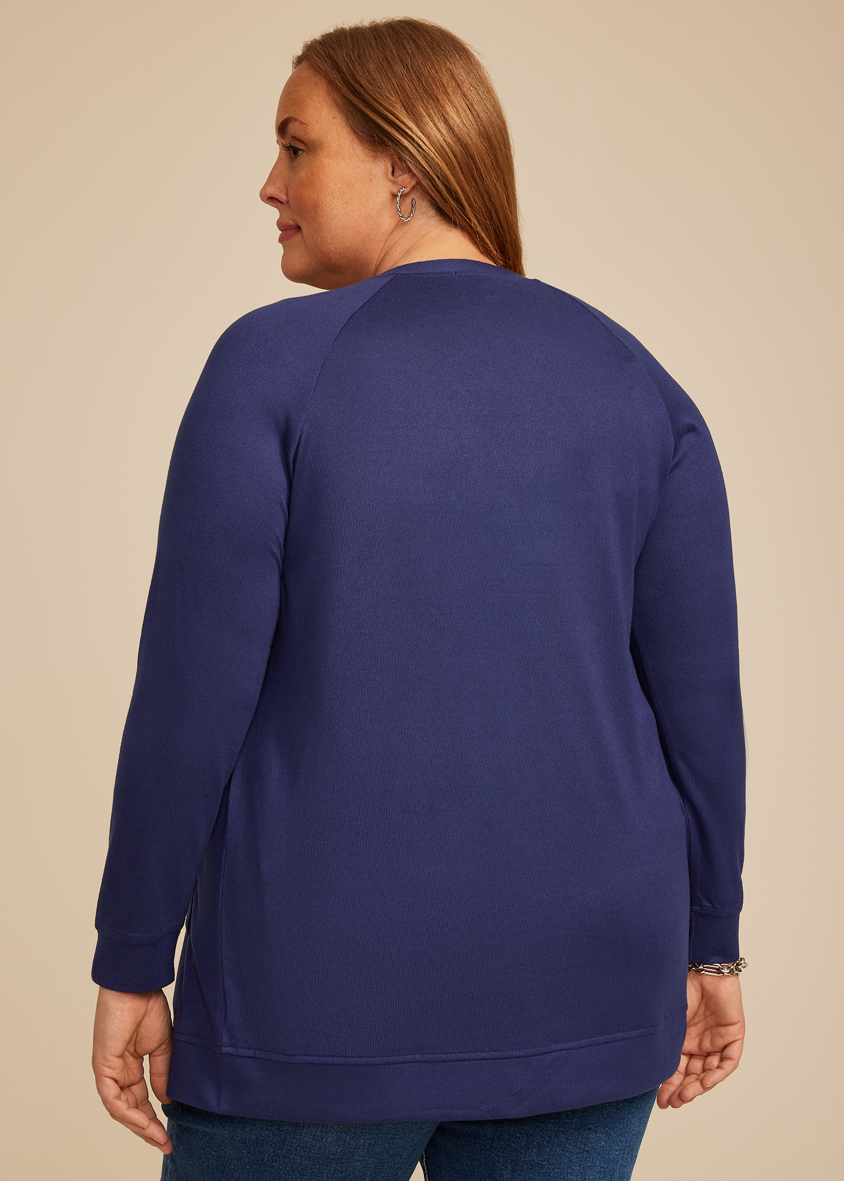 Plus Size Knit Pocket Open Front Cardigan, C9486, large