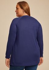 Plus Size Knit Pocket Open Front Cardigan, C9486, small