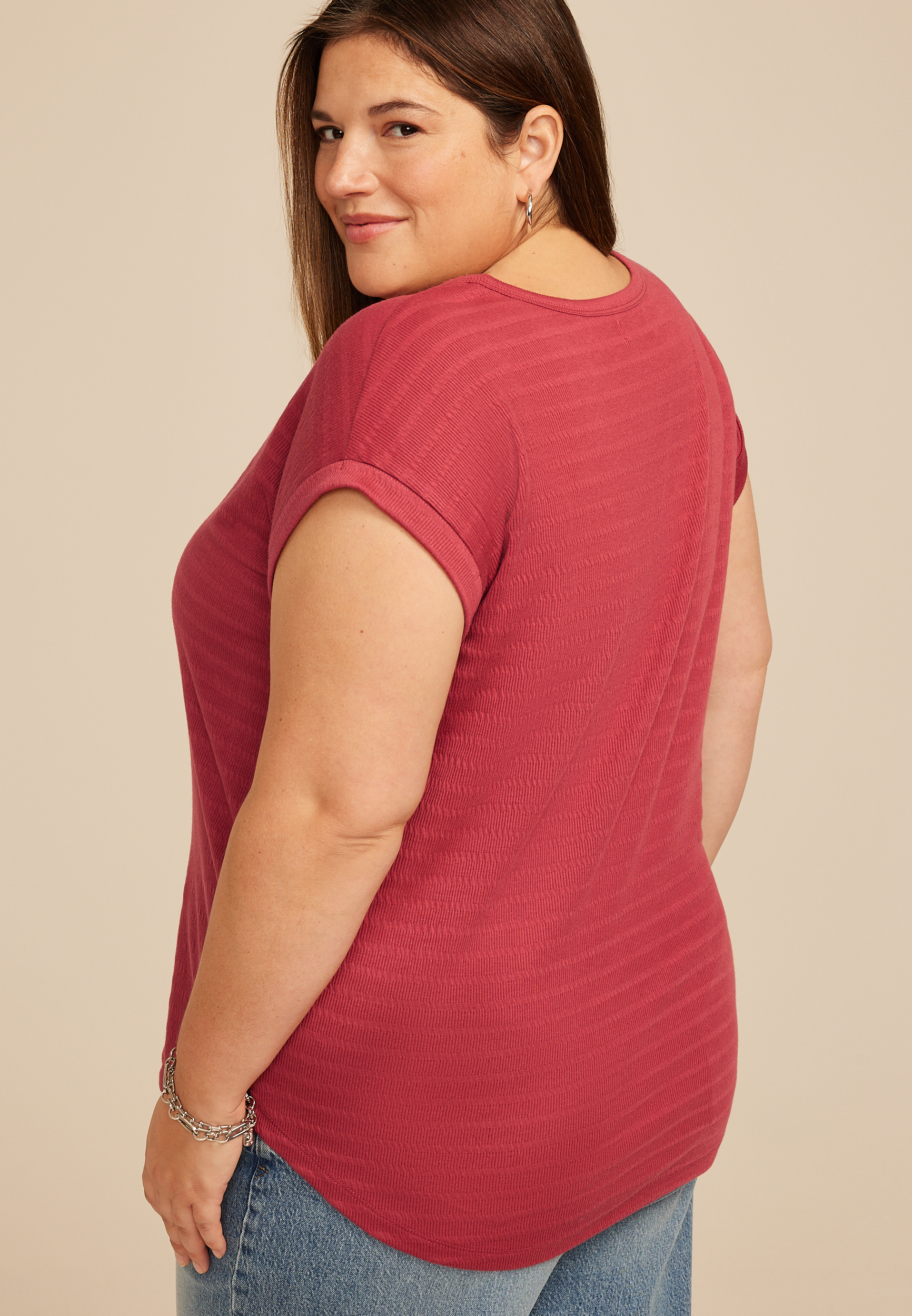 Plus Size 24/7 Textured Clara Tee - thumbnail 5