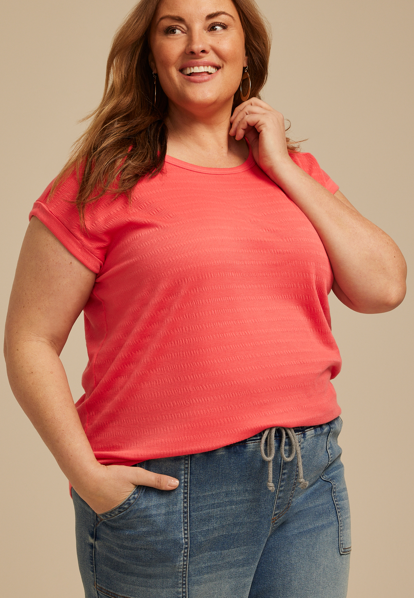 Plus Size 24/7 Textured Clara Tee - thumbnail 10