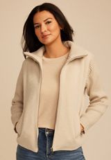 Mixed Texture Sweater Sleeve Jacket, C254, small