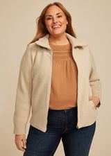 Plus Size Mixed Texture Sweater Sleeve Jacket, C254, small
