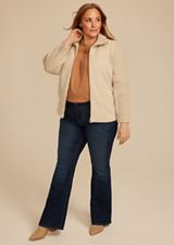Plus Size Mixed Texture Sweater Sleeve Jacket, C254, small
