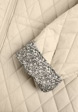 Plus Size Cinch Waist Quilted Jacket, BEIGE, small