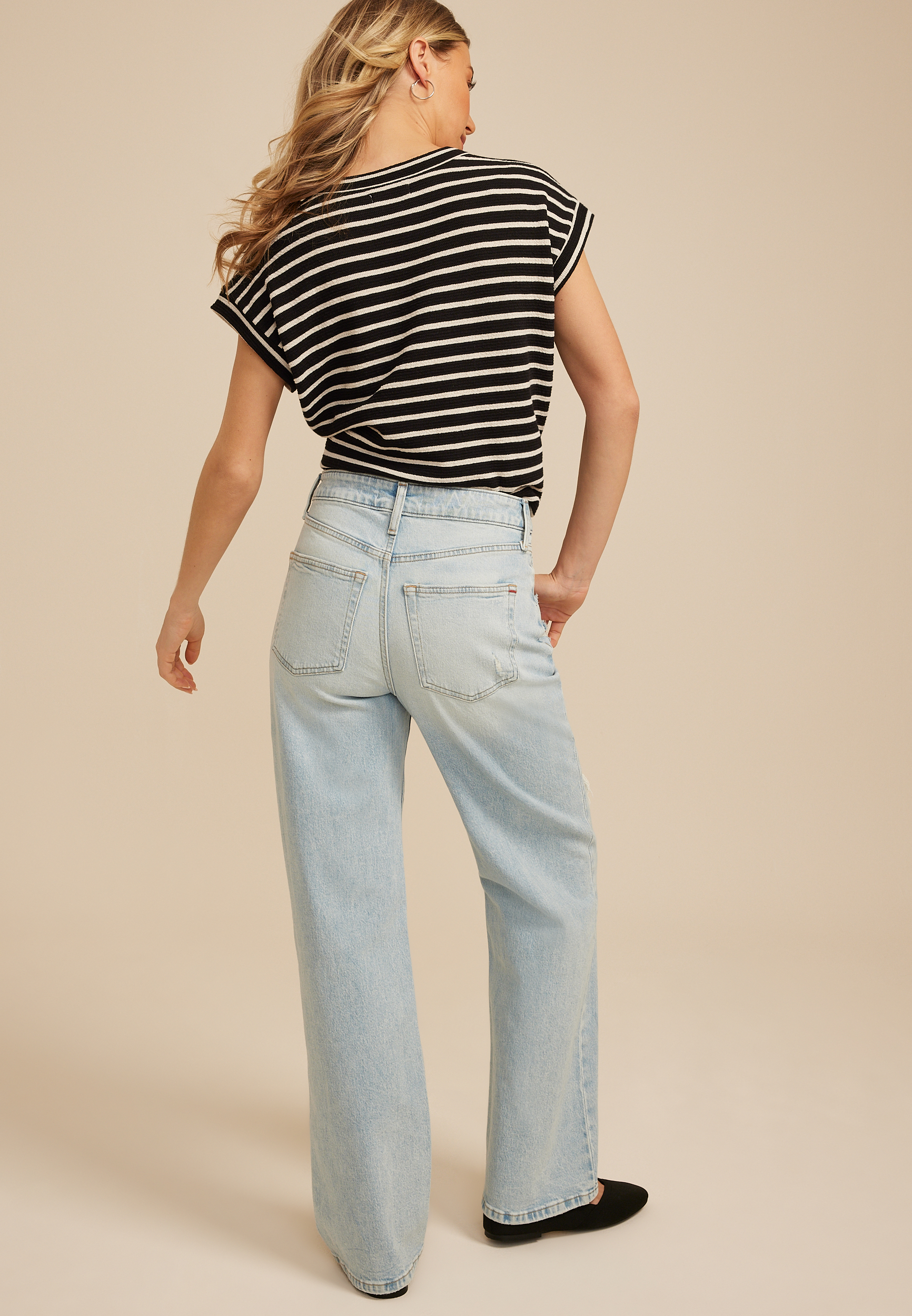 edgely&trade; High Rise Ripped Wide Leg Jean, C2806, large
