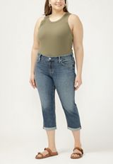Plus Size Silver Jeans Co.&reg; Elyse Mid Rise Luxe Stretch Rolled Hem Capri, C3337, small