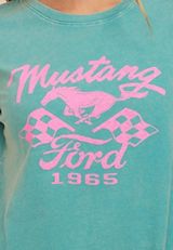 Mustang Ford 1965 Retro Classic Fit Graphic Tee, TEAL, small