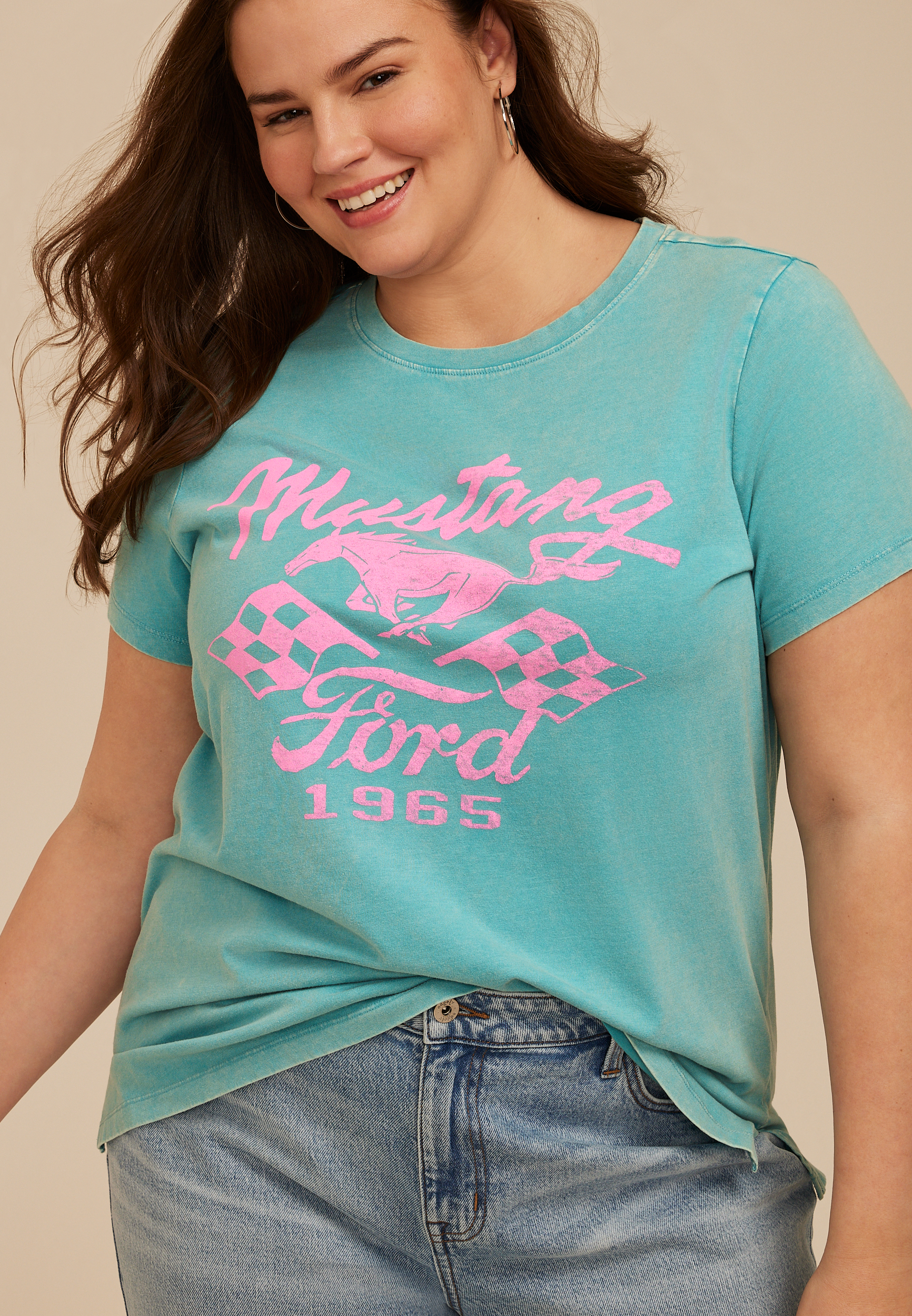 Plus Size Mustang Ford 1965 Retro Classic Fit Graphic Tee, C212, large