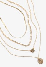 Gold Layered Circle Pendant Necklace, C605, small