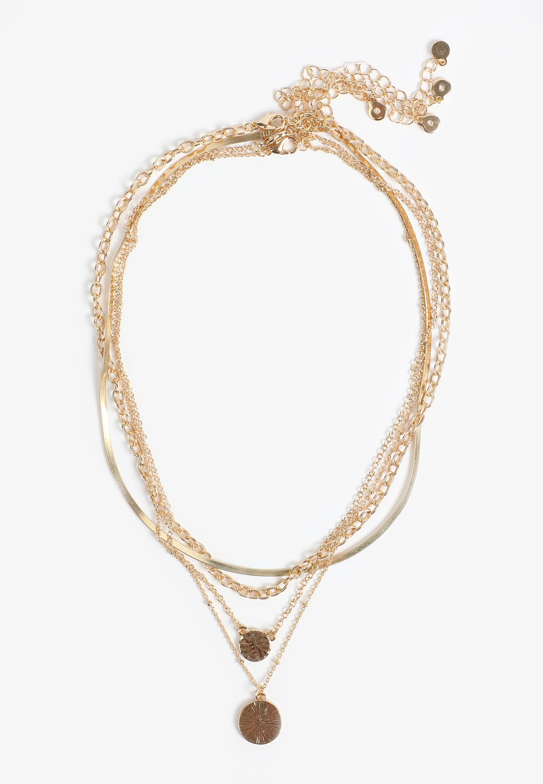 Gold Layered Circle Pendant Necklace, C605, large