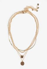 Gold Layered Circle Pendant Necklace, C605, small