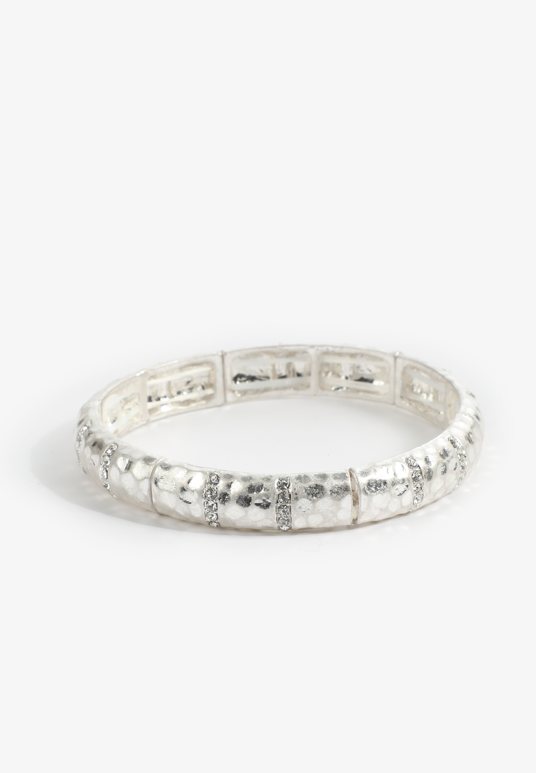Silver Rhinestone Stretch Bracelet, C431, large