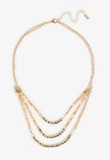 Gold Beaded Layered Necklace, C2404, small