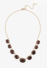 Faux Garnet Oval Necklace, , small