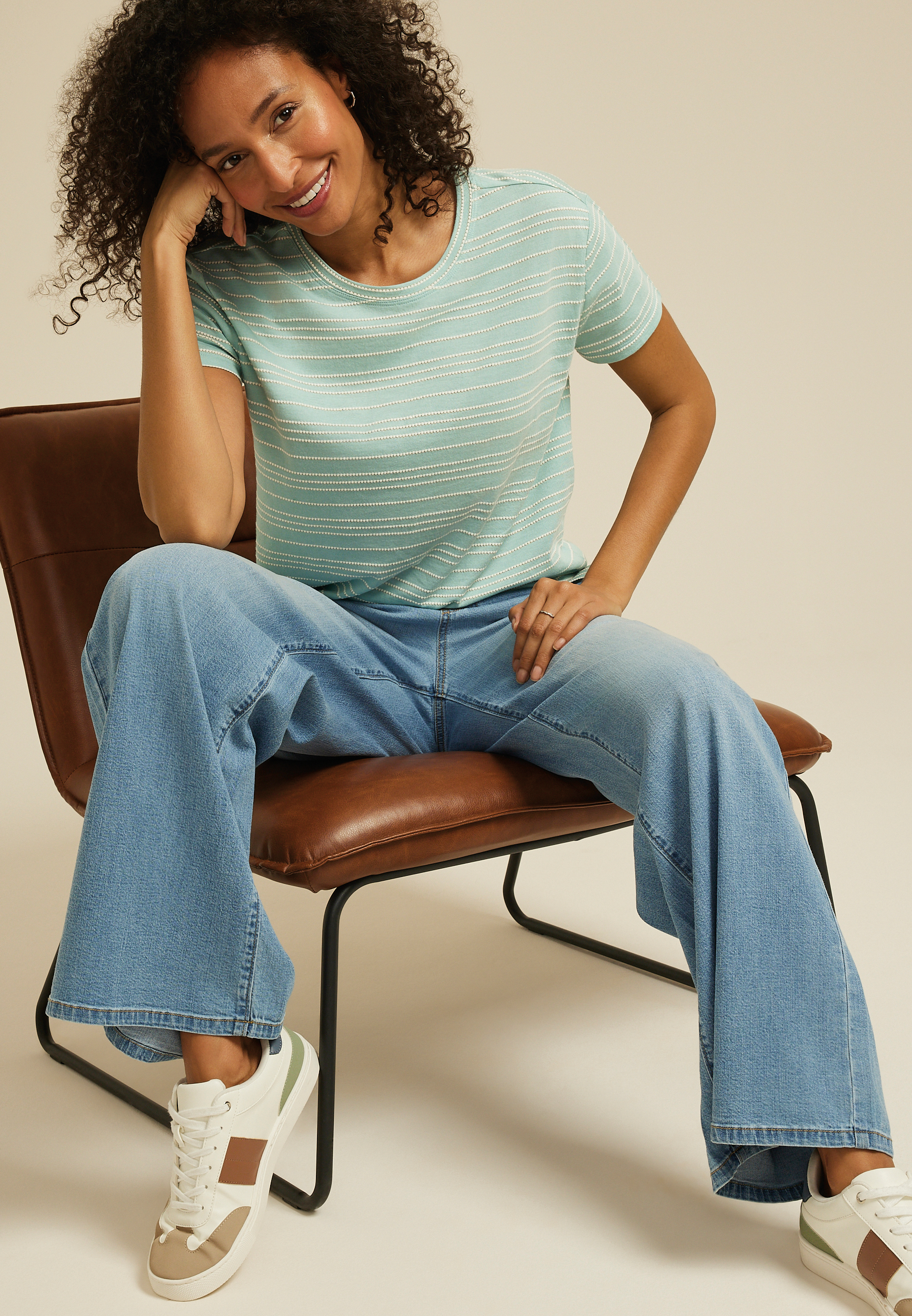 24/7 Dawson Metallic Striped Crew Neck Tee, C1130, large