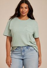 Plus Size 24/7 Cotton Pocket Tee, JADE MIST, small