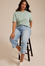 Plus Size 24/7 Cotton Pocket Tee, JADE MIST, small