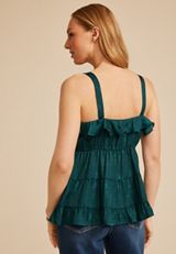 Floral Jacquard Tiered Tank Top, , small