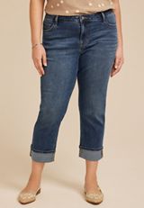 Plus Size Mid Rise Cropped Jean, MEDIUM SANDBLAST, small