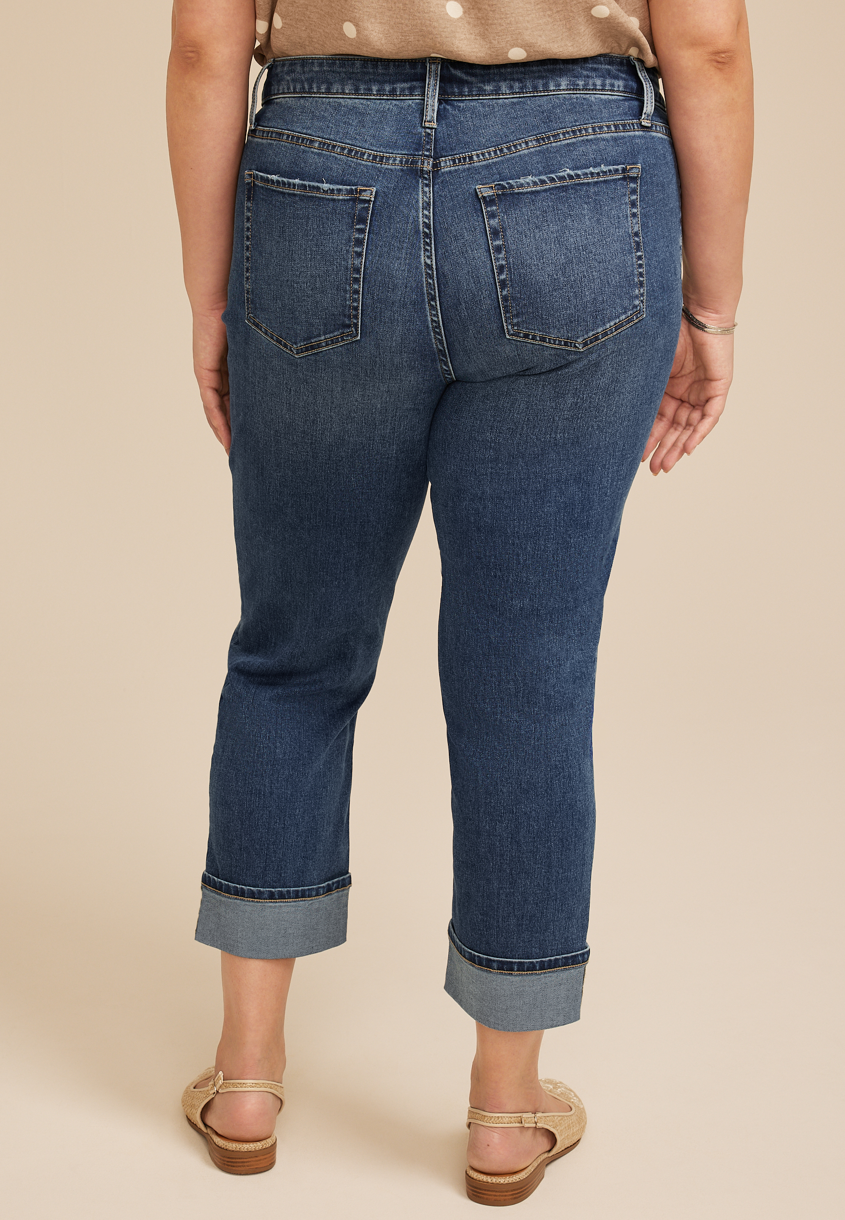 Plus Size Mid Rise Cropped Jean, MEDIUM SANDBLAST, large