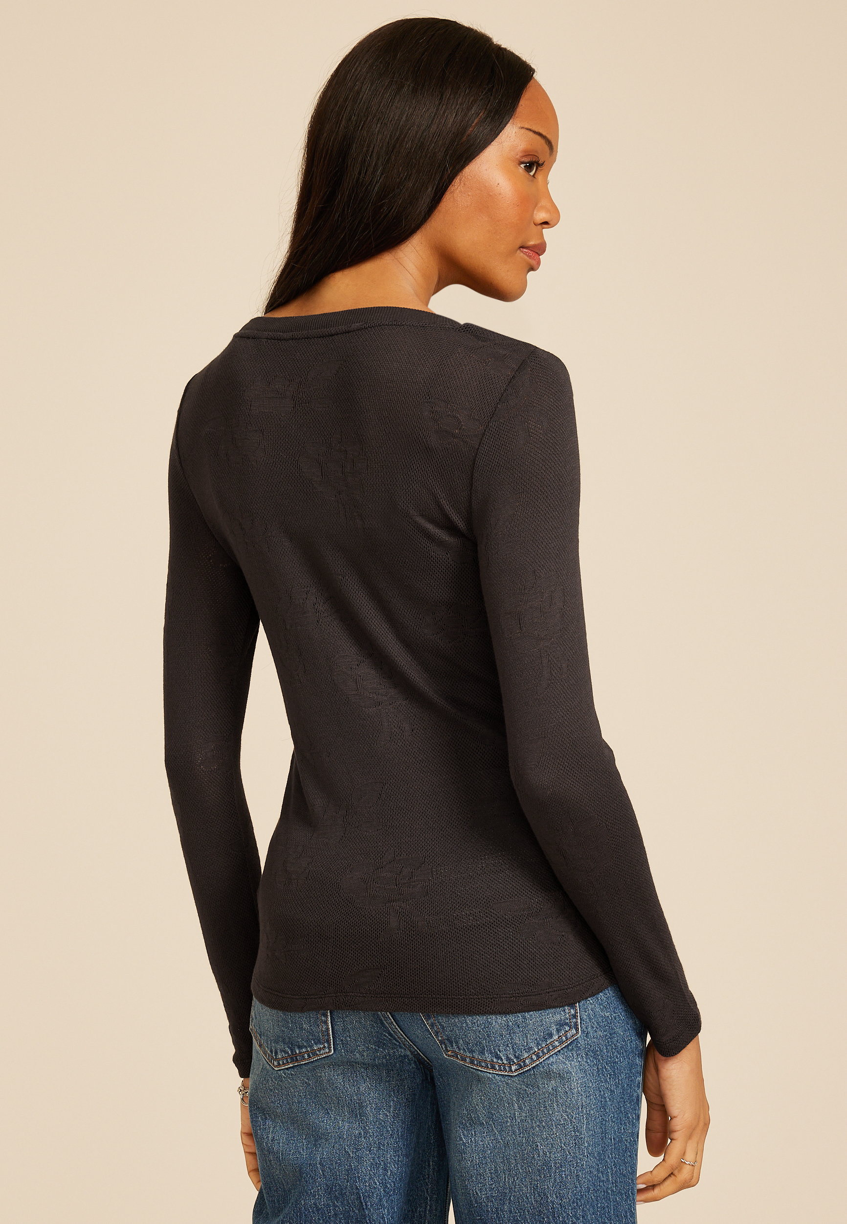 Floral Jacquard Mesh Top, C106, large