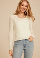 Floral Jacquard Mesh Top, C2789, small