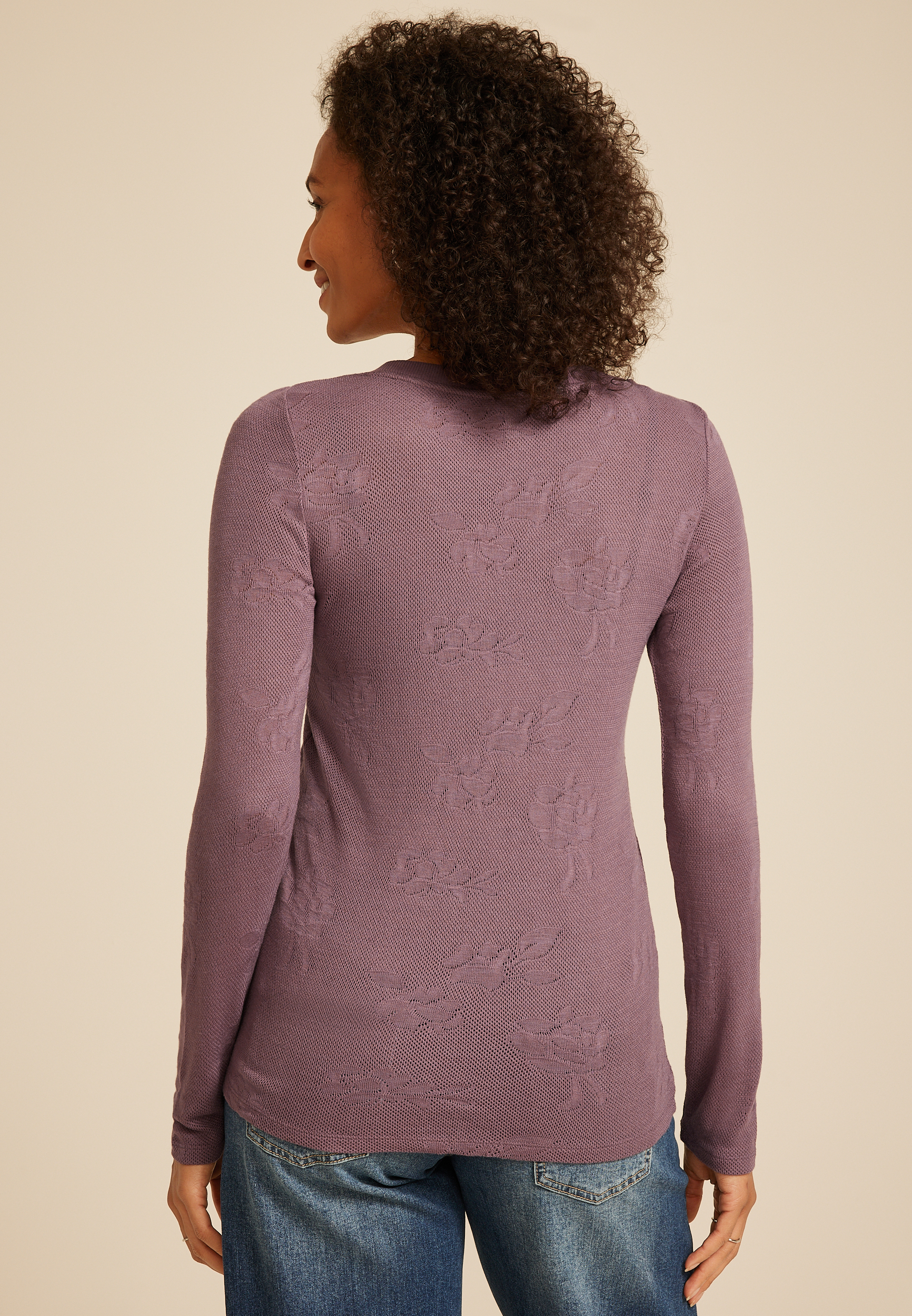Floral Jacquard Mesh Top - thumbnail 2