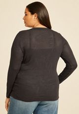 Plus Size Floral Jacquard Mesh Top, C106, small