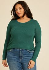 Plus Size Floral Jacquard Mesh Top, C7456, small